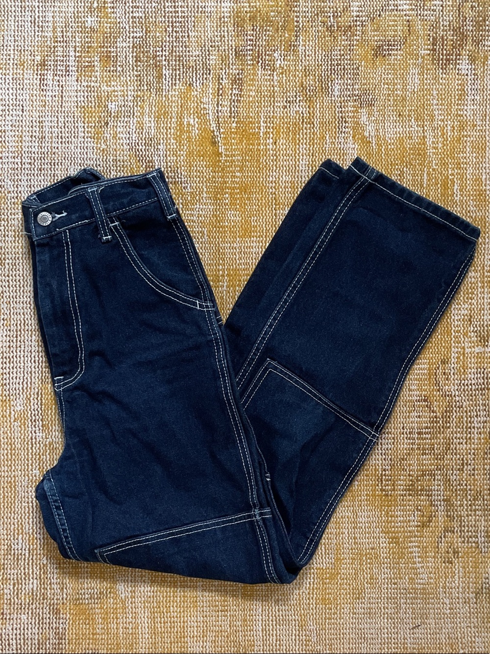 Dark Indigo Contrast-Stitch Denim Jeans